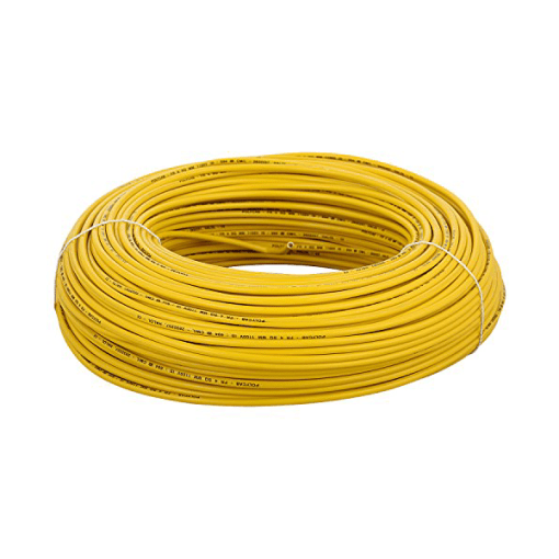 Finolex, Finolex 0.5 SQMM SINGLE CORE PVC Insulated  COPPER FLEXIBLE FRLS Cable  YELLOW (100 Meters)