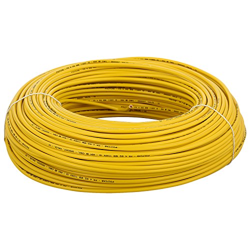 Finolex, Finolex 84/.3MM 6 SQMM 1 CORE YELLOW COPPER FLEXIBLE Insulated  FR CABLE (Coil of 180 Metres)