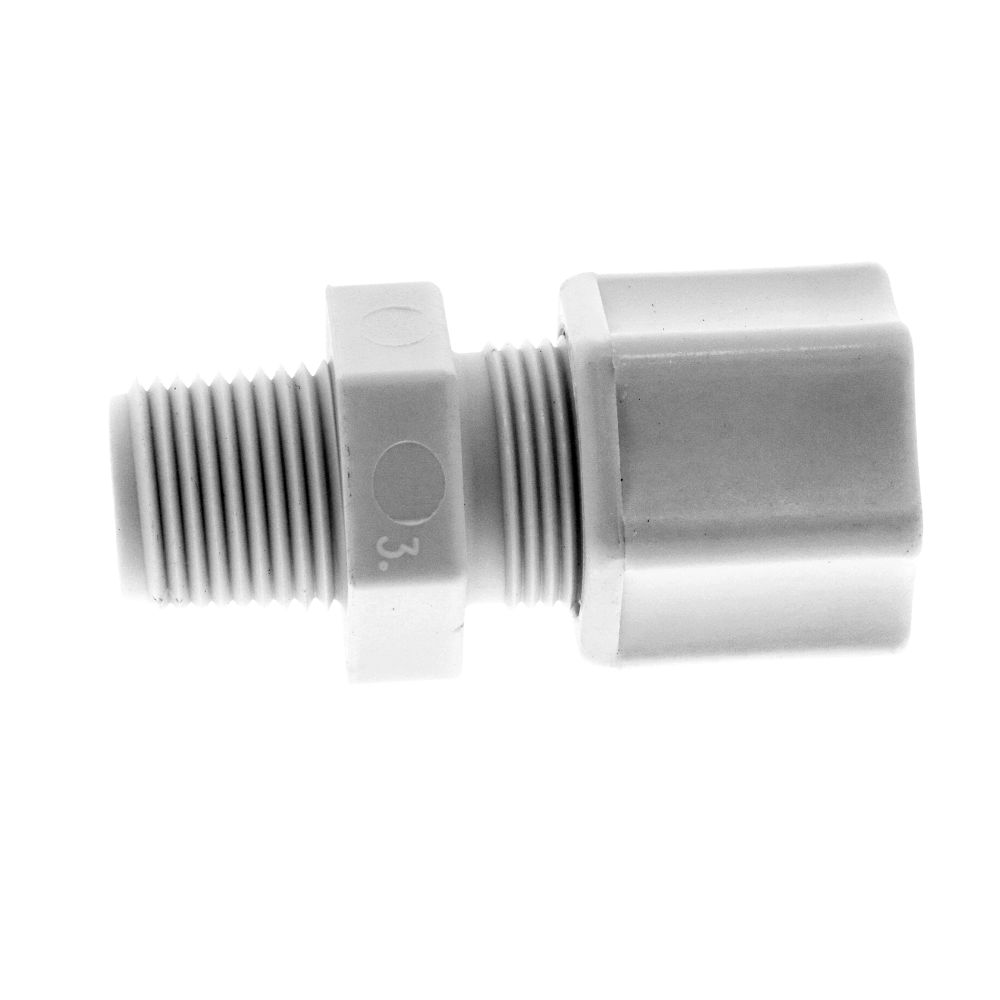 JACO Manufacturing Company, JACO 10-8-6-P-O Polypropylene Male Connector 1/2 OD Tube x 3/8 MPT