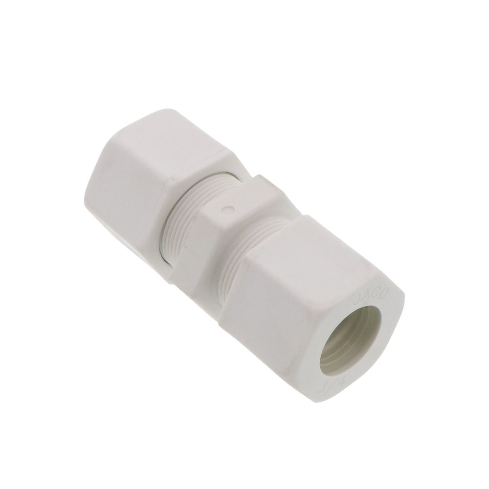 JACO Manufacturing Company, JACO 15-12-P-PG Polypropylene Union Connector 3/4 OD Tube x 3/4 OD Tube